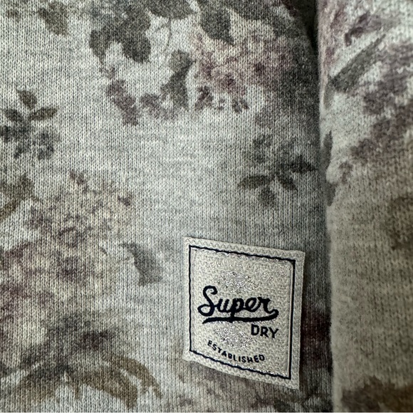 SUPERDRY Sequin Logo Floral Crop Sweat Top Medium - Picture 11 of 12